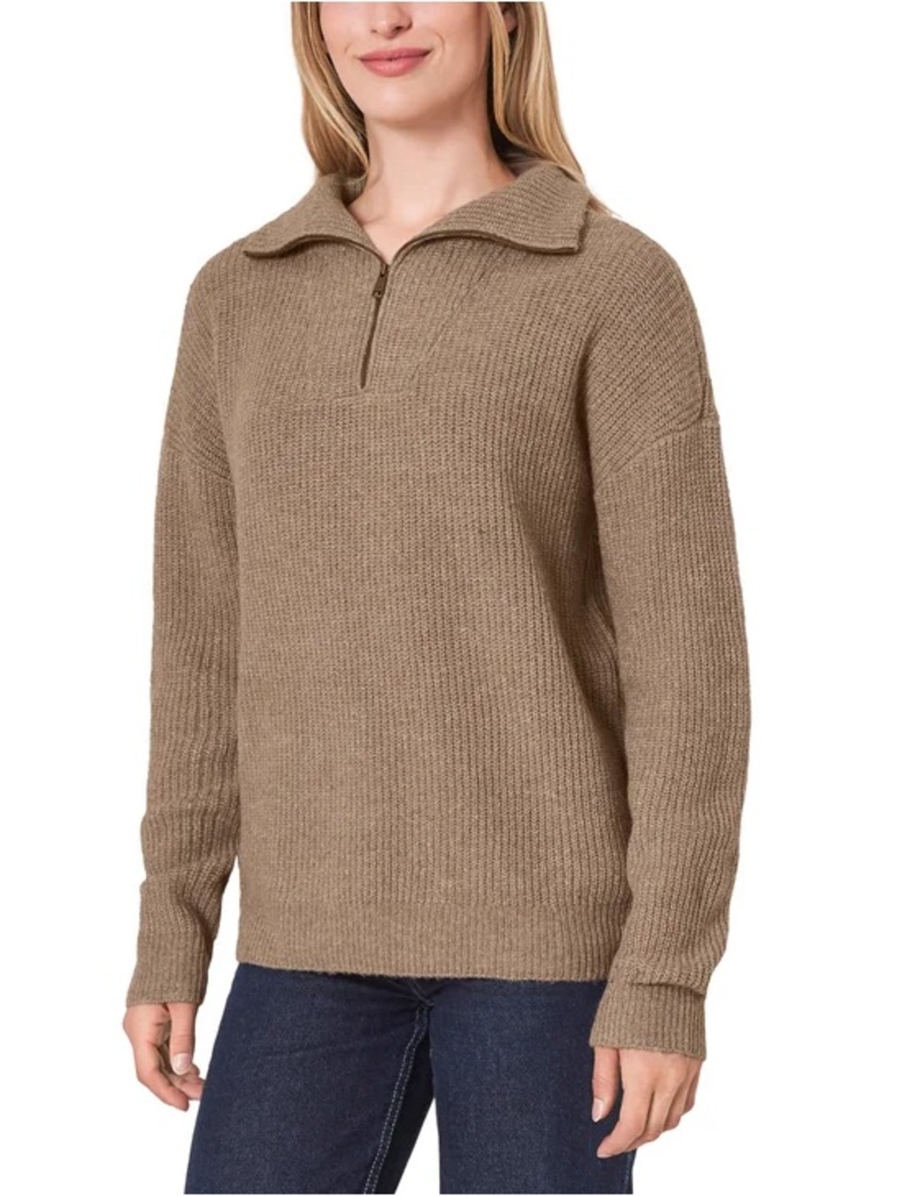 Modern Ambition - Women’s 1/4 Zip Merino Wool Sweater in Black